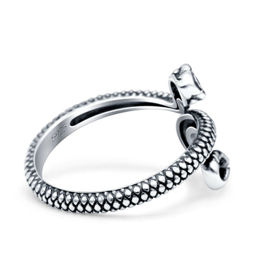 Snake Oxidized Band Solid 925 Sterling Silver Thumb Ring (18mm)